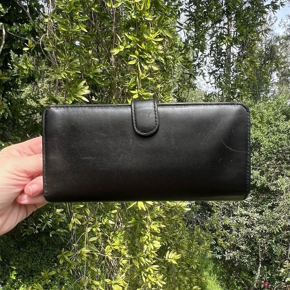 COACH Black Leather Slim Wallet Credit Card Holder w Gold Hardware AUTHENTIC - Picture 2 of 7